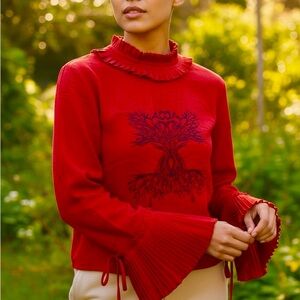 Red Ruffled Women's Top